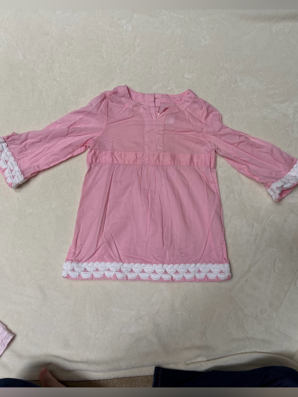 Janie and Jack Size 2T Pink Coverup Dress White Lace Trim